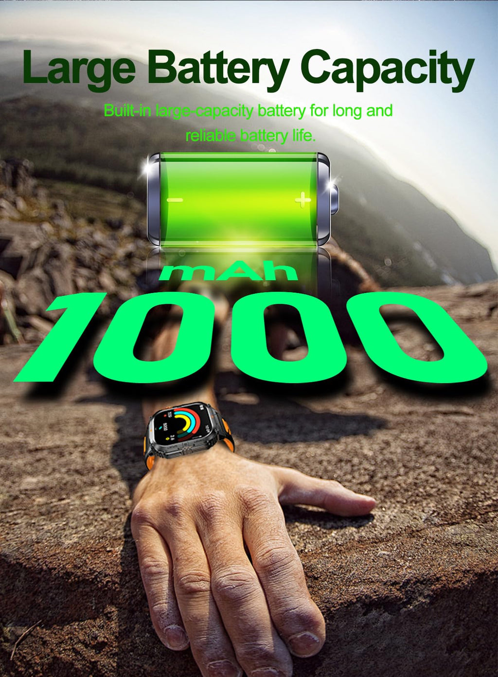 Military Smart Watch with Bluetooth Calling, Heart Rate Monitor, Sleep Tracking, Camouflage Green Y3465