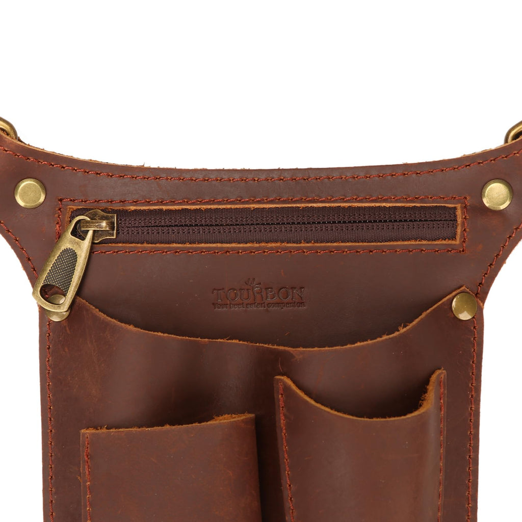 Brown Leather Gardening Tool Belt with 4 Pockets V9065