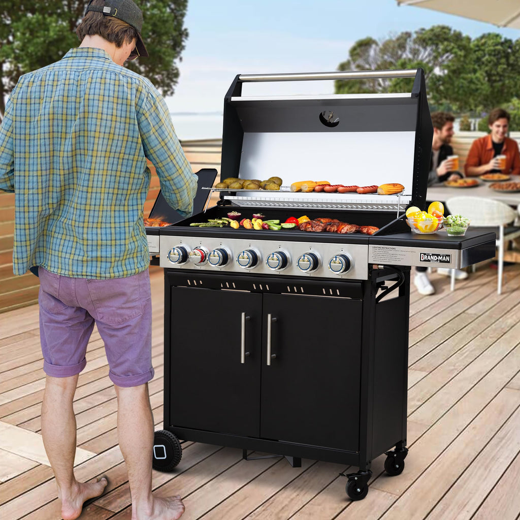 6-Burner Propane Gas Grill with Infrared Sear Side Burner U57216