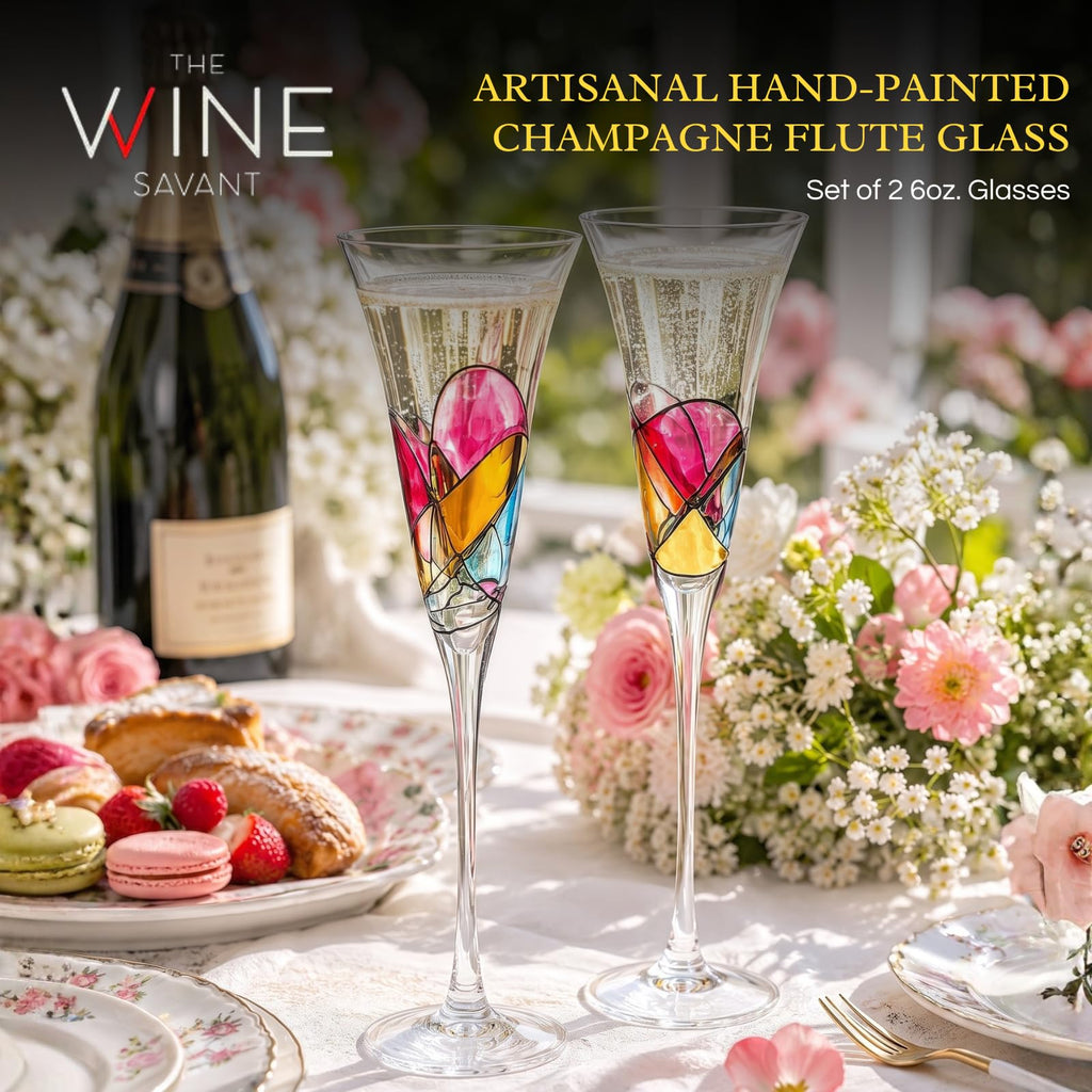 Hand Painted Martini Champagne Cocktail Glasses 2 Set B591526