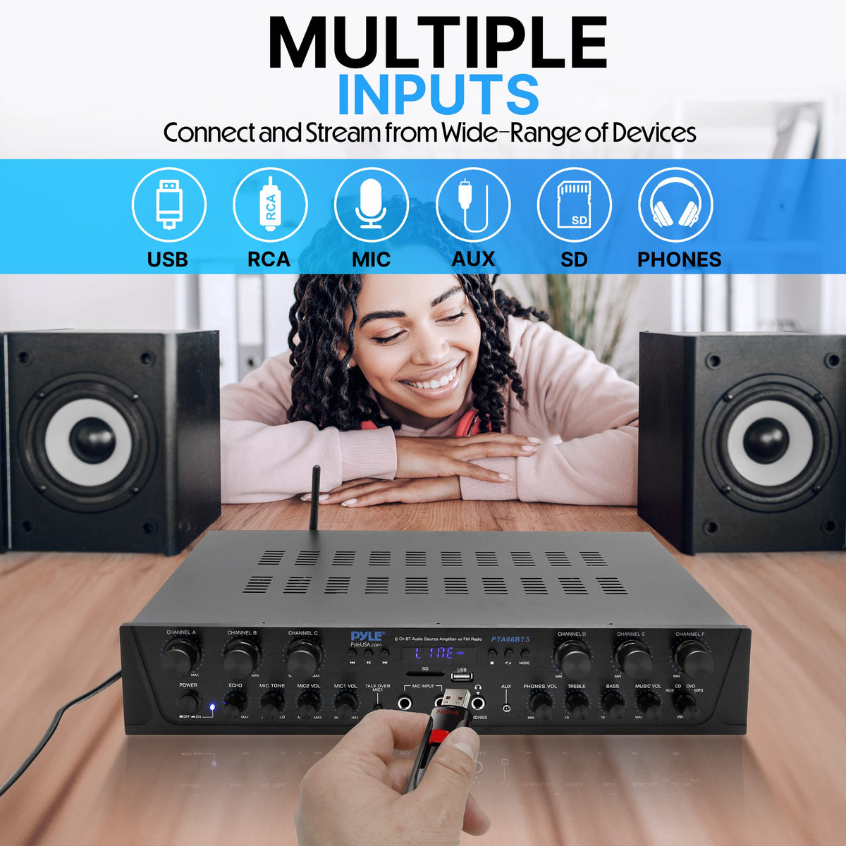 Bluetooth 6 Channel Stereo Amplifier T344