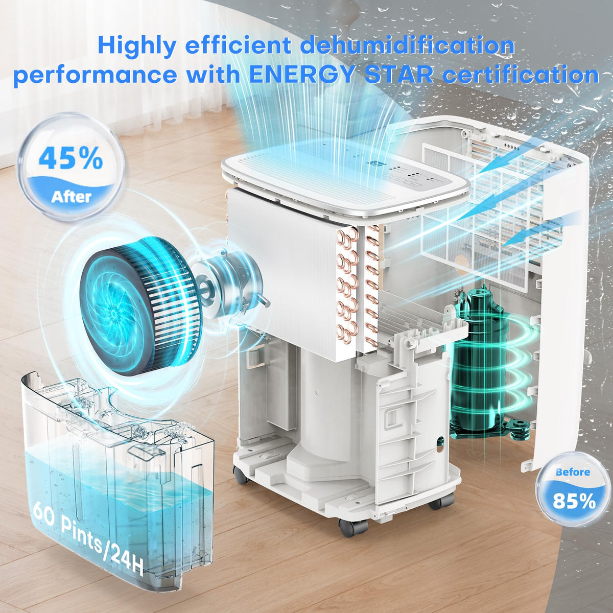 80 Pint Smart WiFi Dehumidifier B91694