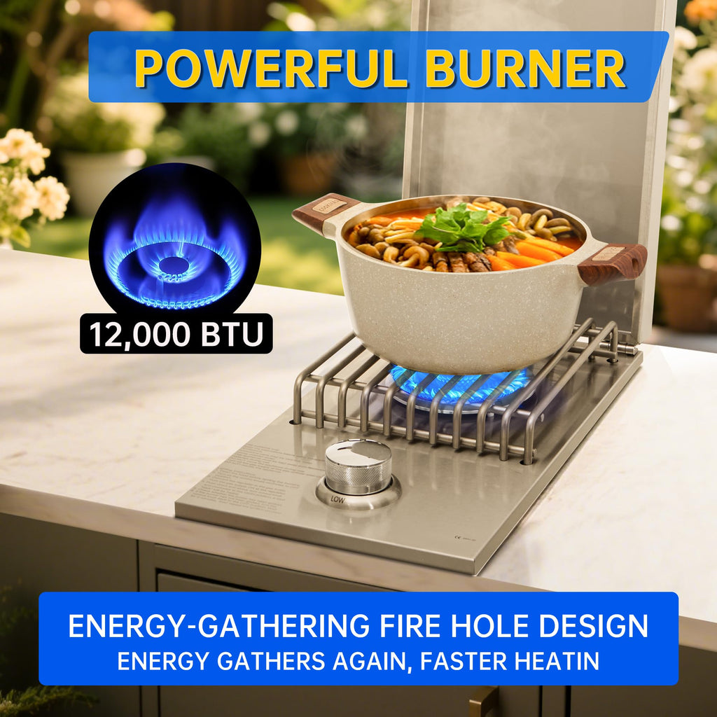 Built-in Side Burner for Outdoor Kitchen, Propane & Natural Gas, 304 SS A163473