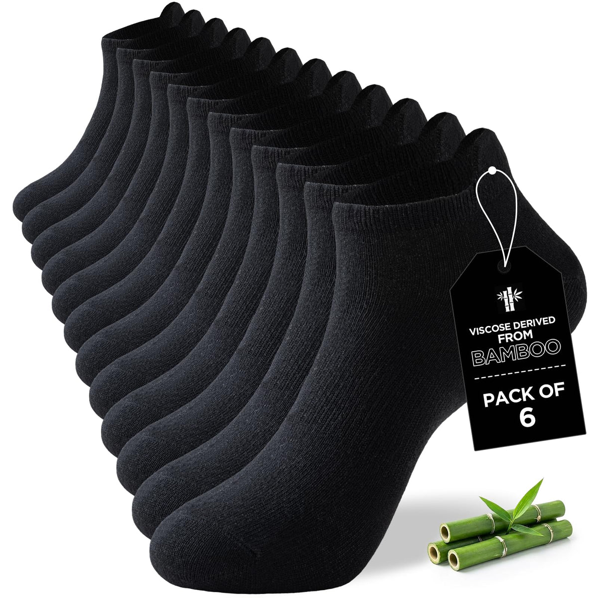 Ankle Socks for Men, 6 Pairs, Bamboo Rayon Breathable Low Cut X1261