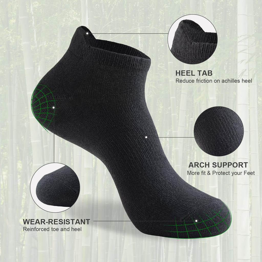 Ankle Socks for Men, 6 Pairs, Bamboo Rayon Breathable Low Cut X1261