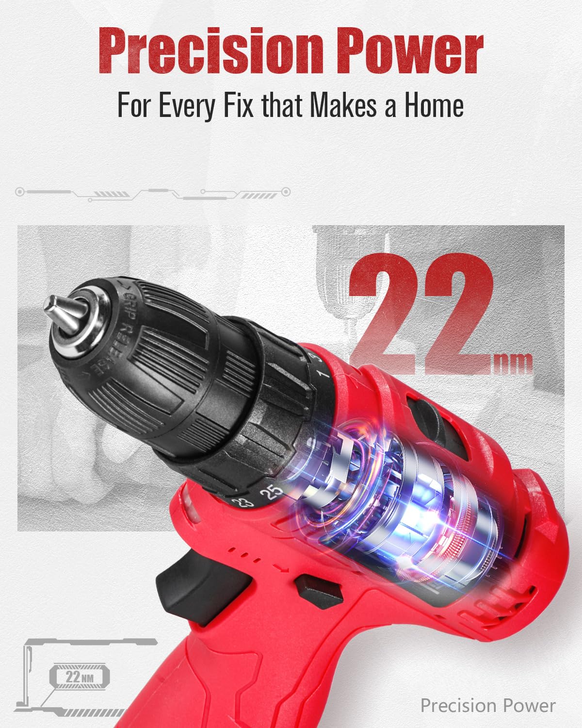 12V Cordless Drill Set 3/8" Power Driver E537519