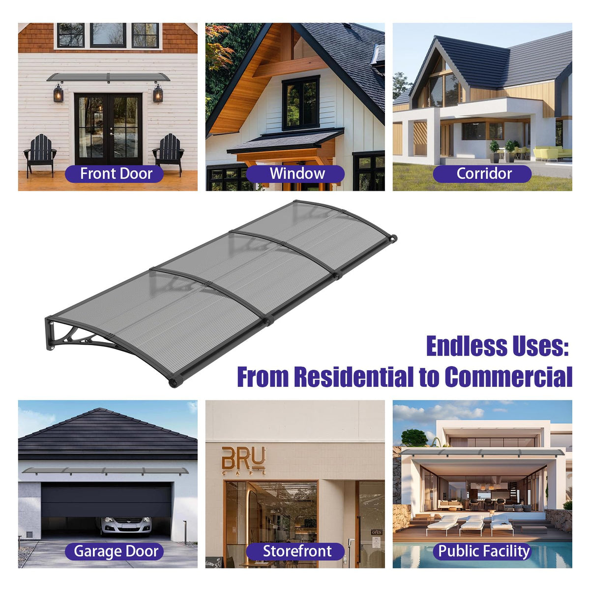 32" x 48" Window Door Awning Canopy with Drainage A470210