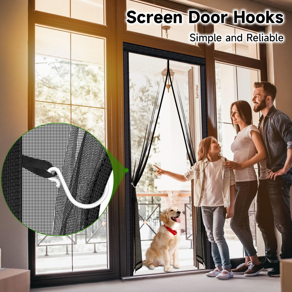 Magnetic Screen Door Fiberglass Mesh 32 x 80 Inch Black K9270