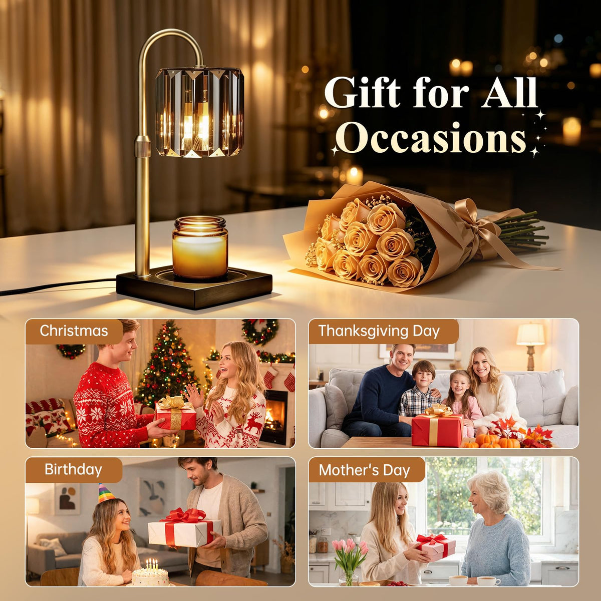 Black Dimmable Candle Warmer Lamp with Timer A68215