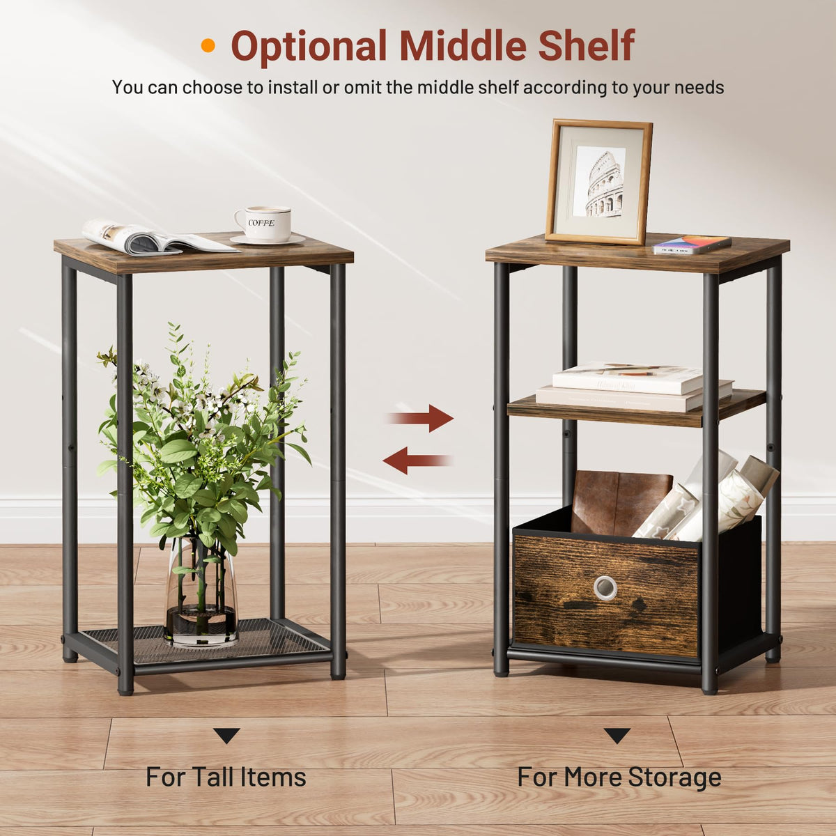 3 Tier Side Table with Storage Basket W12523