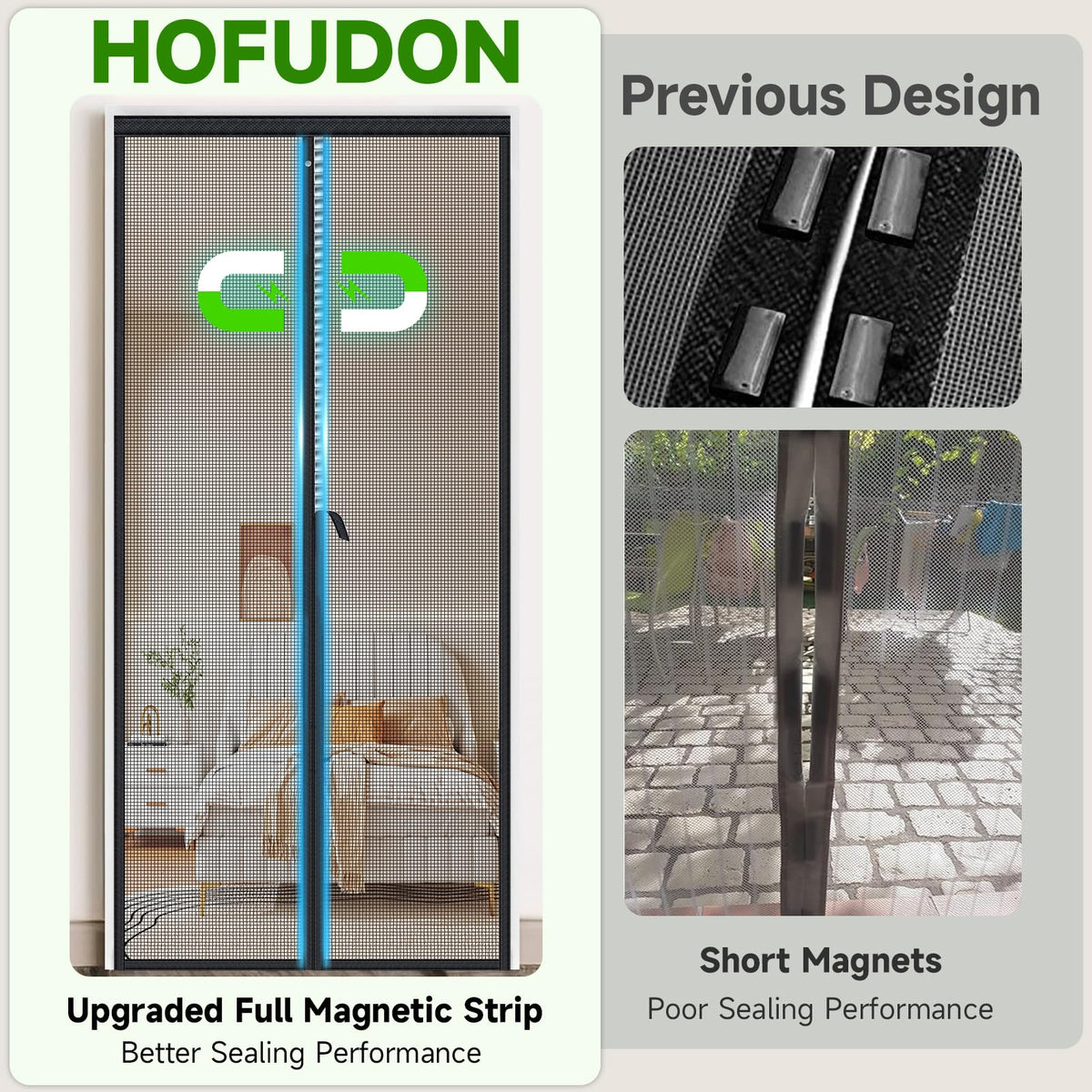 Magnetic Screen Door Fiberglass Mesh 32 x 80 Inch Black K9270