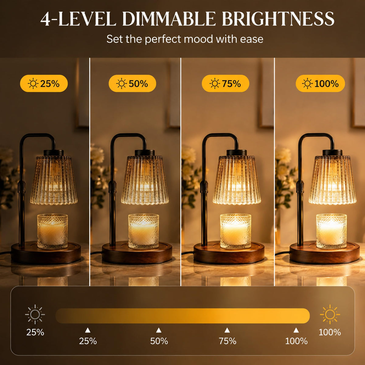 Adjustable Dimmable Electric Candle Warmer Lamp with Timer N901