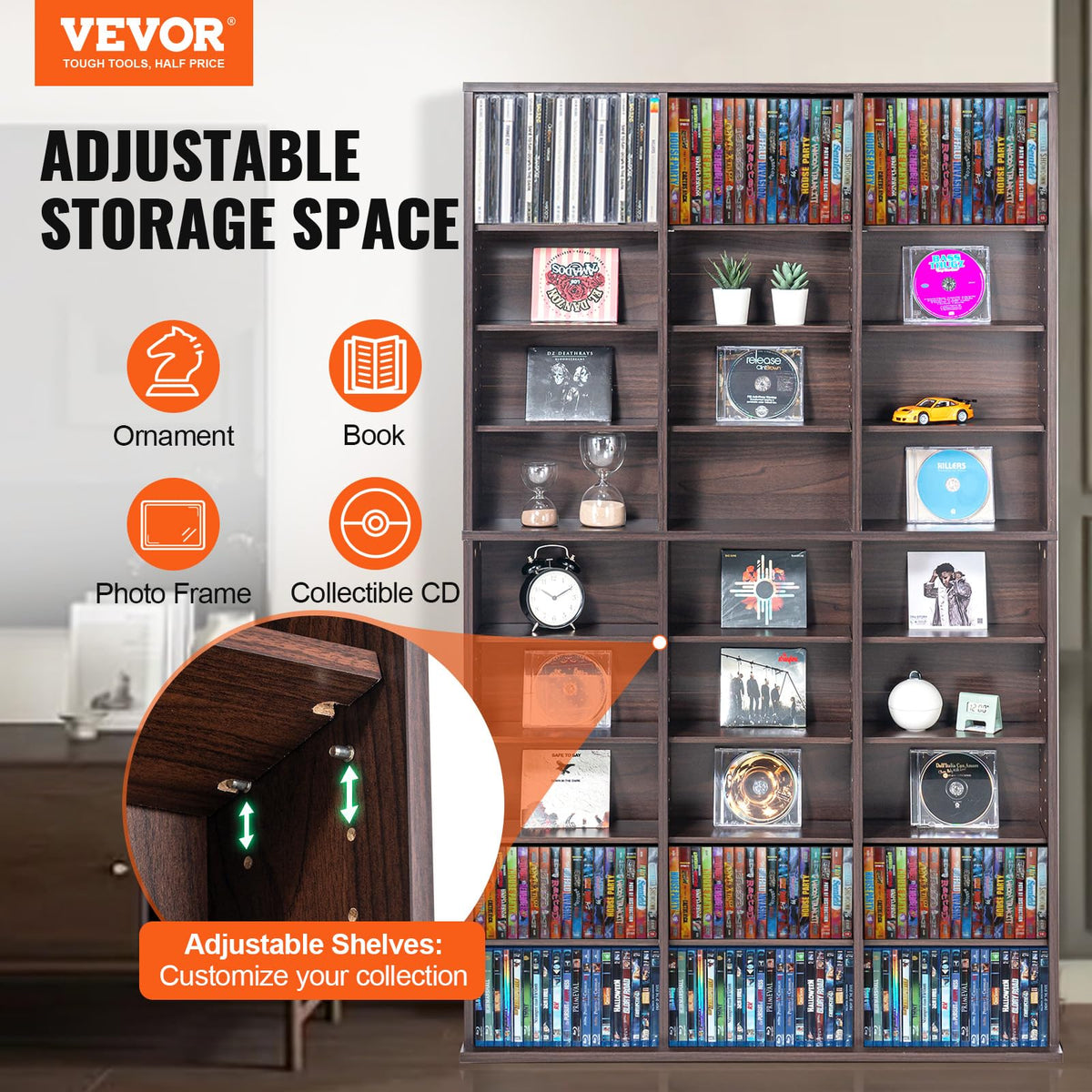 Espresso 9-Layer Media Storage Cabinet U25575