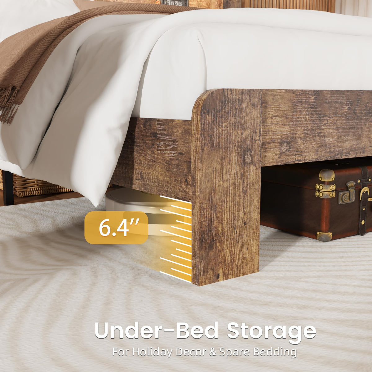 Queen Bed Frame with Wooden Headboard K786