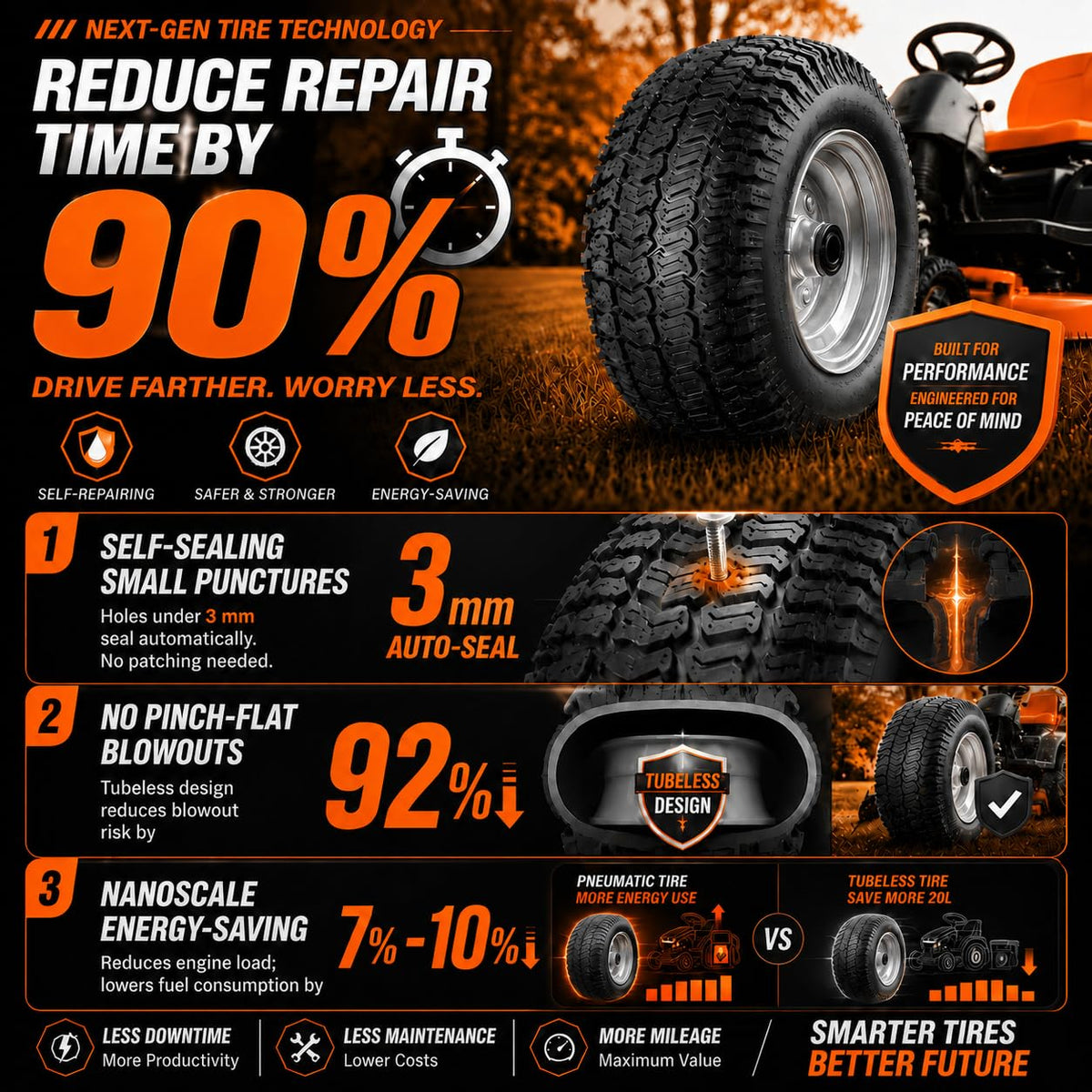 2 Pack 15x6.00-6nhs Tubeless Lawn Mower Tires and Wheel R328