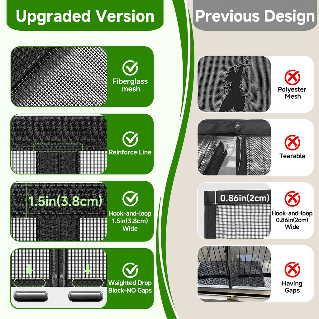 Magnetic Screen Door Fiberglass Mesh 32 x 80 Inch Black K9270