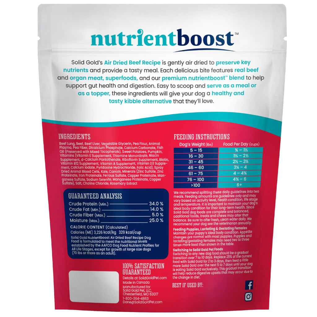 Air Dried Dog Food Topper & Treats Beef 1lb C5850