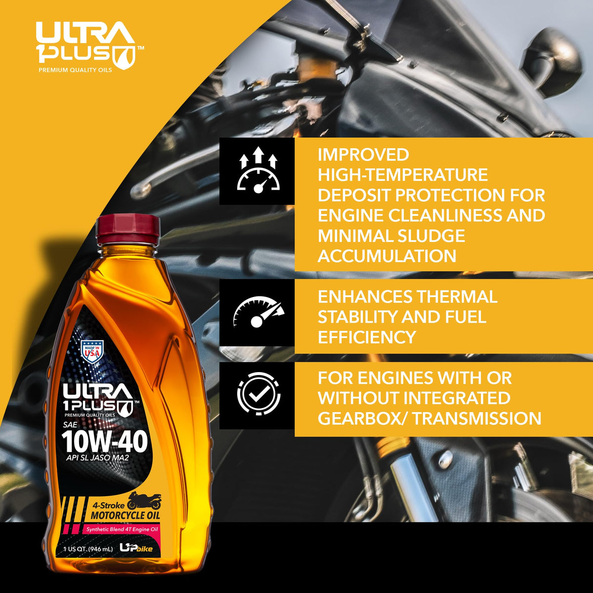 10W-40 Synthetic Blend Motorcycle Oil 1 Gallon Y8333