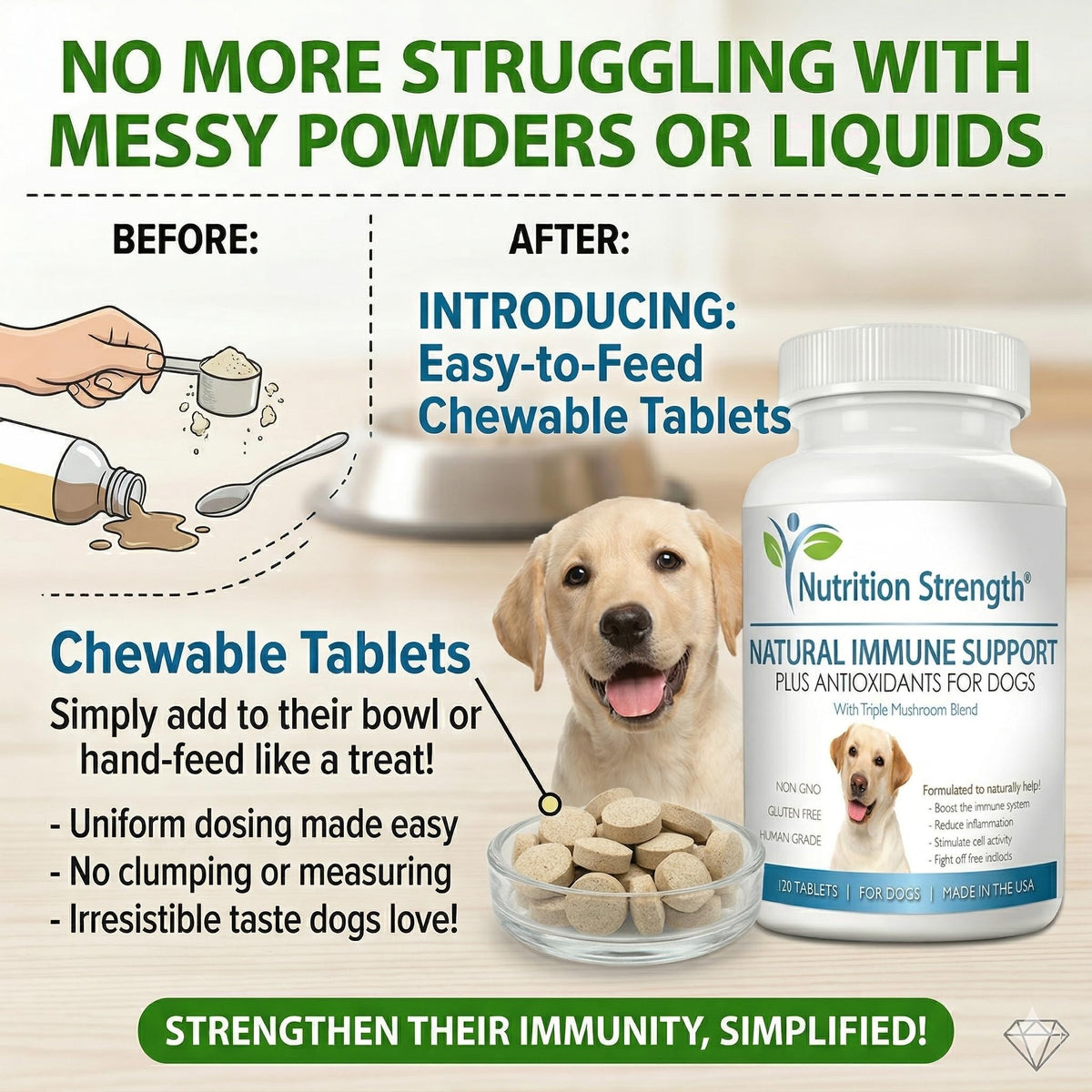 Immune Support for Dogs 120 Chewable Tablets F83799