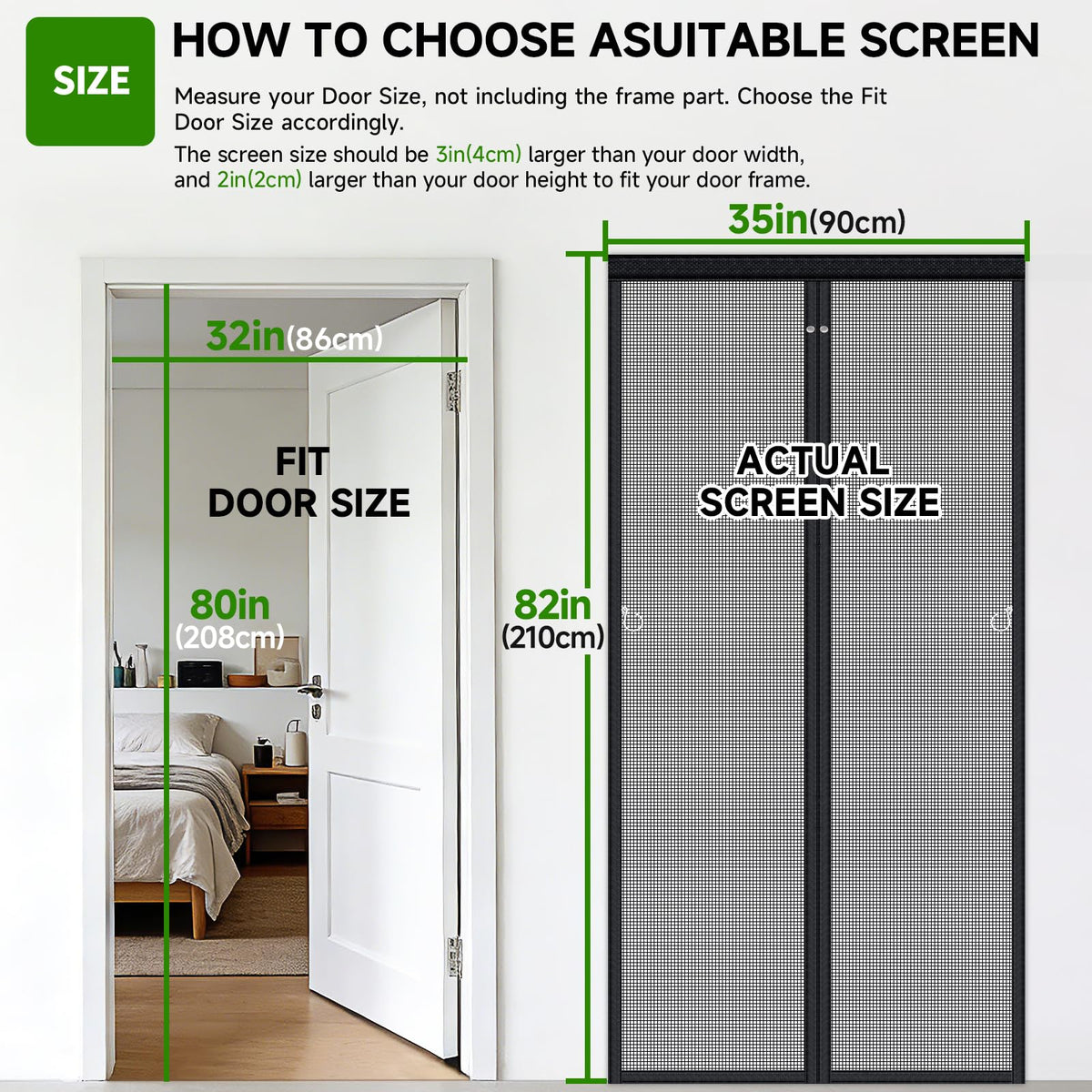 Magnetic Screen Door Fiberglass Mesh 32 x 80 Inch Black K9270