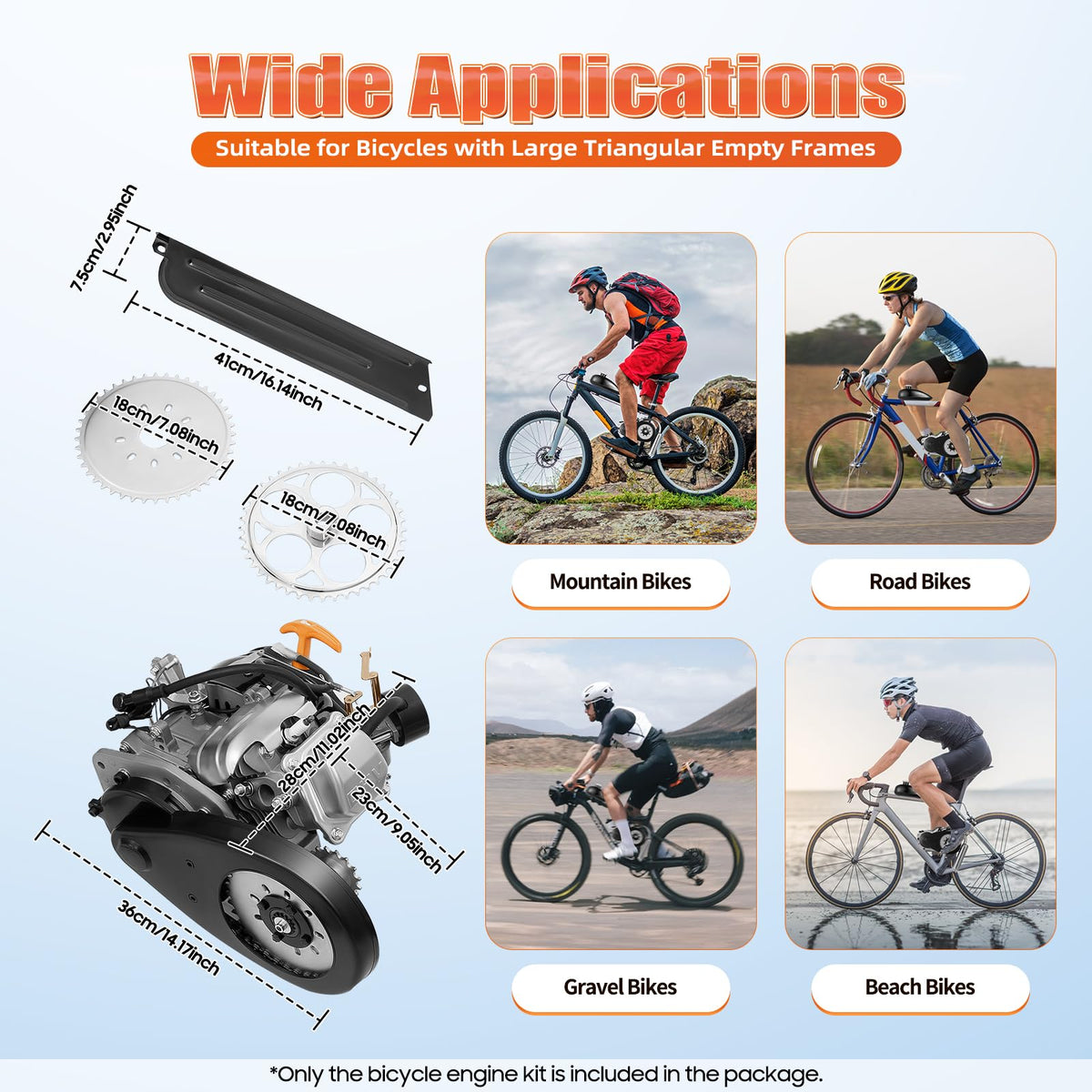 100CC 4 Stroke Bicycle Engine Kit with Chain Drive Y3284
