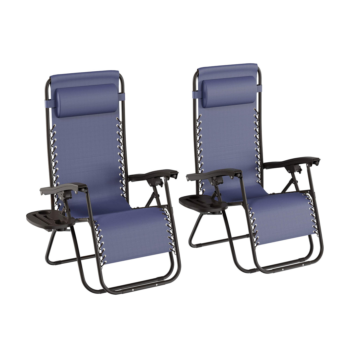 Set of 2 Navy Zero-Gravity Chairs with Side Table A225180