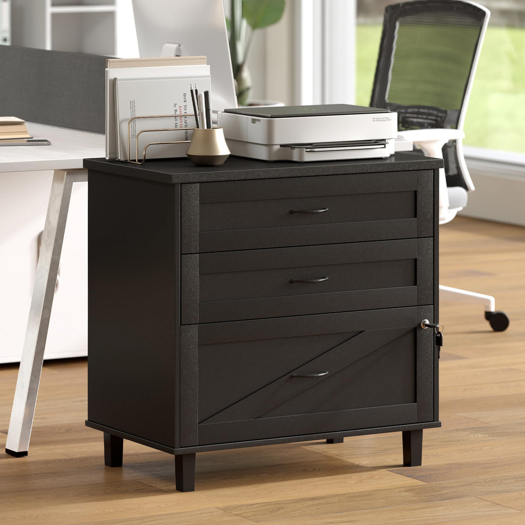 3-Drawer Wooden File Cabinet with Lock H72792