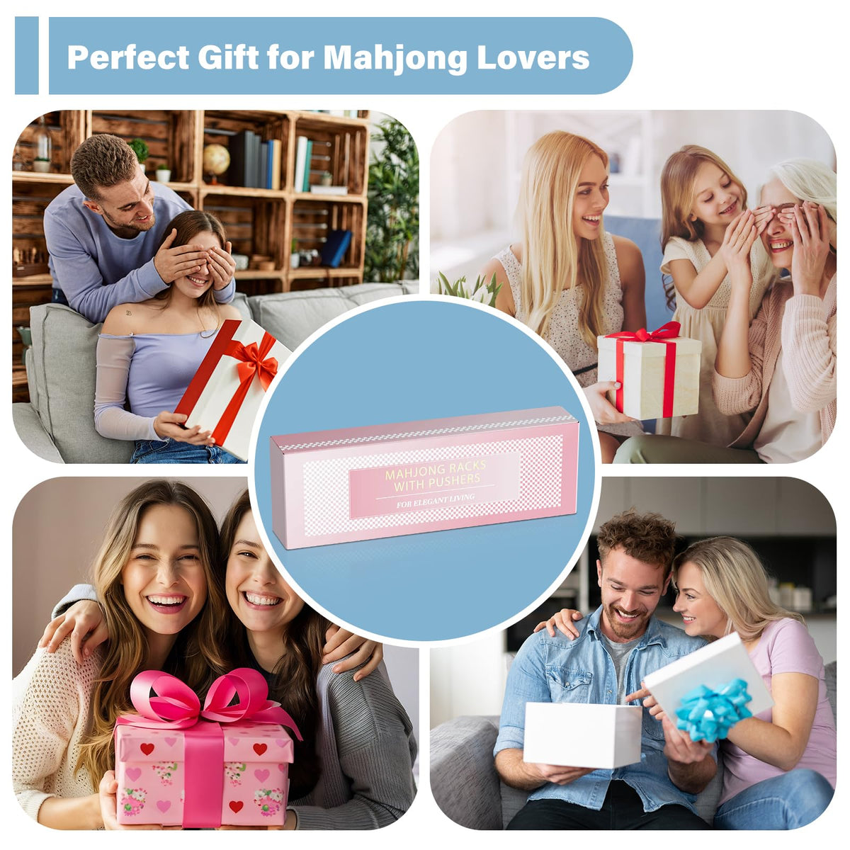 Clear Acrylic Mahjong Racks with Pushers 4-Pack H8504