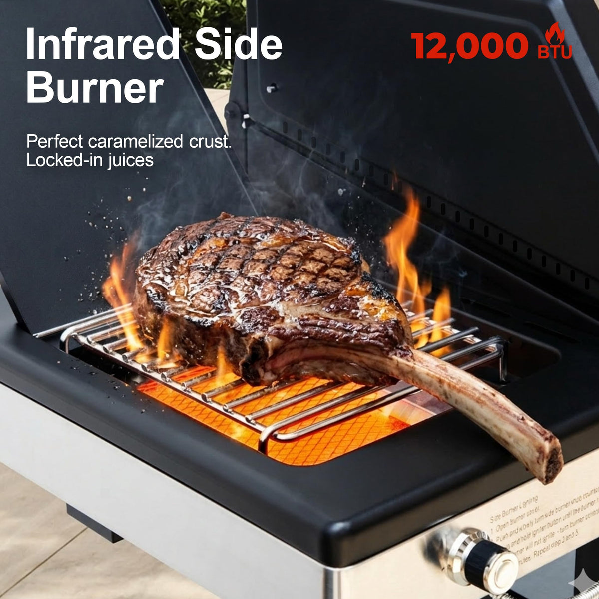 6-Burner Propane Gas Grill with Infrared Sear Side Burner U57216