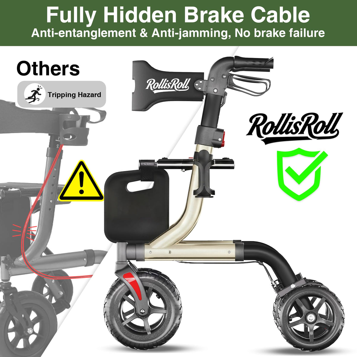 Foldable Aluminum Rollator Walker with Seat and 10" Wheels N585