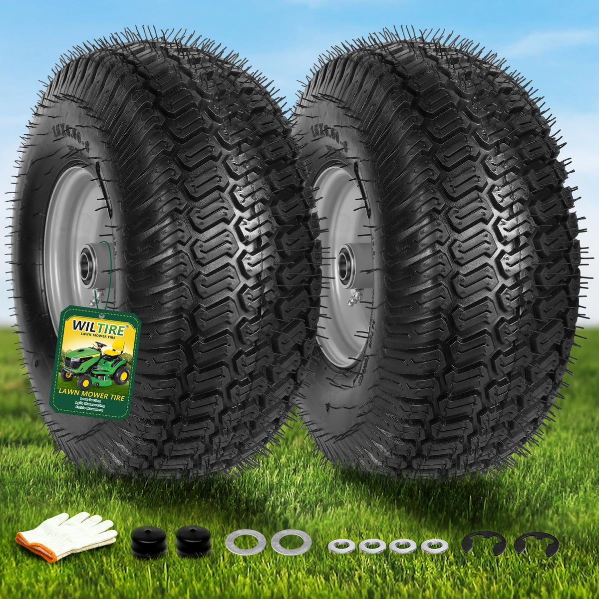 2 Pack 15x6.00-6nhs Tubeless Lawn Mower Tires and Wheel R328