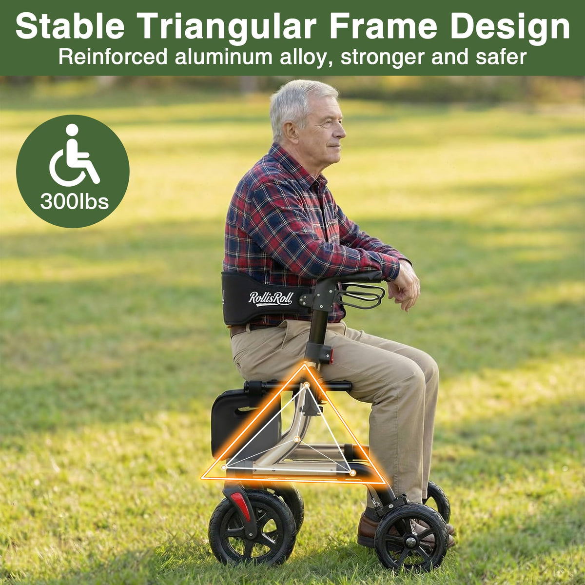 Foldable Aluminum Rollator Walker with Seat and 10" Wheels N585