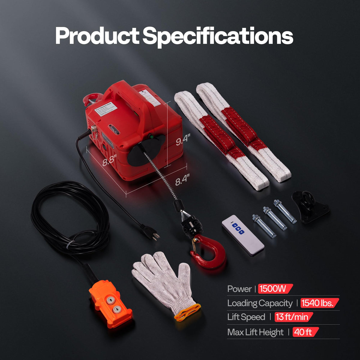 3in1 Electric Hoist Winch 1540lbs K215022