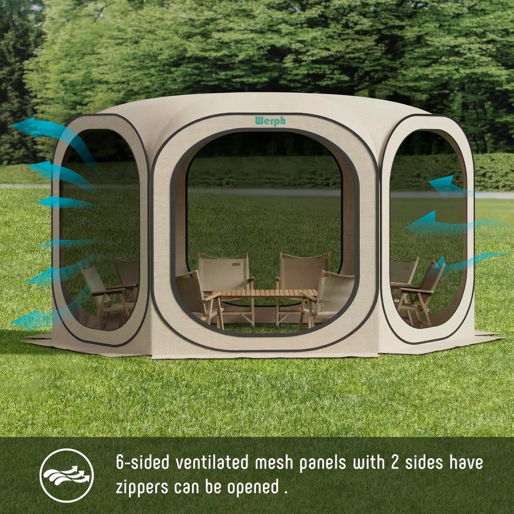 12x12 Pop Up Screen Tent, Mosquito Net Gazebo, UV Resistant, Beige E67241
