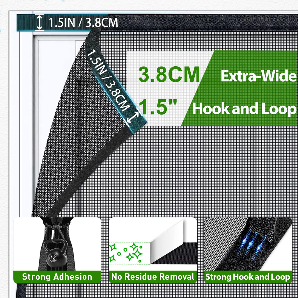 Magnetic Screen Door Fiberglass Mesh 32 x 80 Inch Black K9270