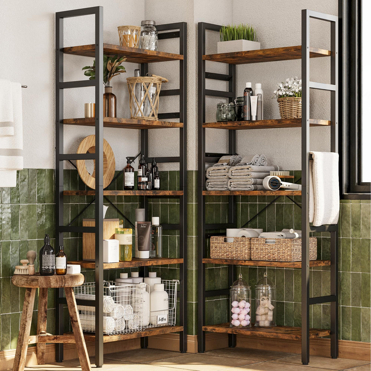 70x70 5 Tier Wooden Bookcase with 17 Open Shelf J783