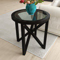 Black Tempered Glass Round Side Table U440311