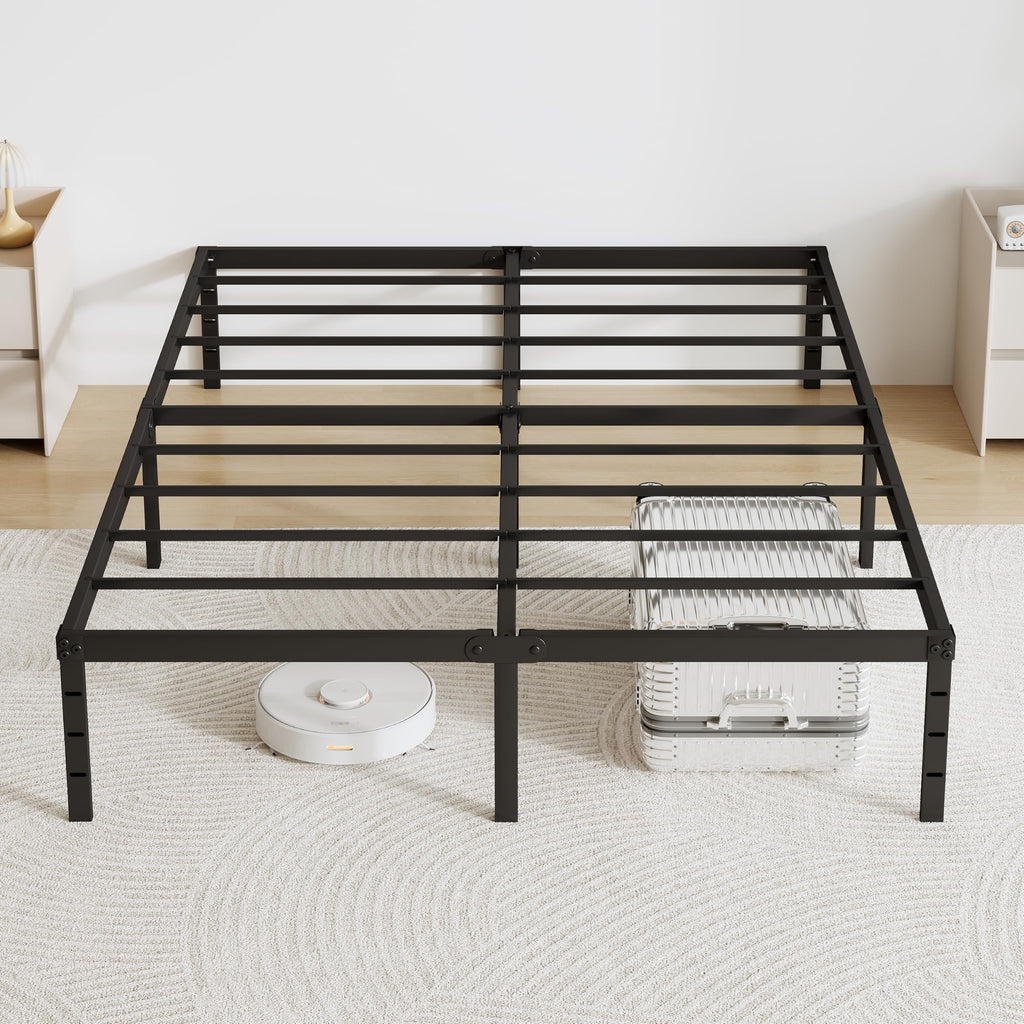 Queen Size 18 Inch Tall Black Metal Platform Bed Frame U78257